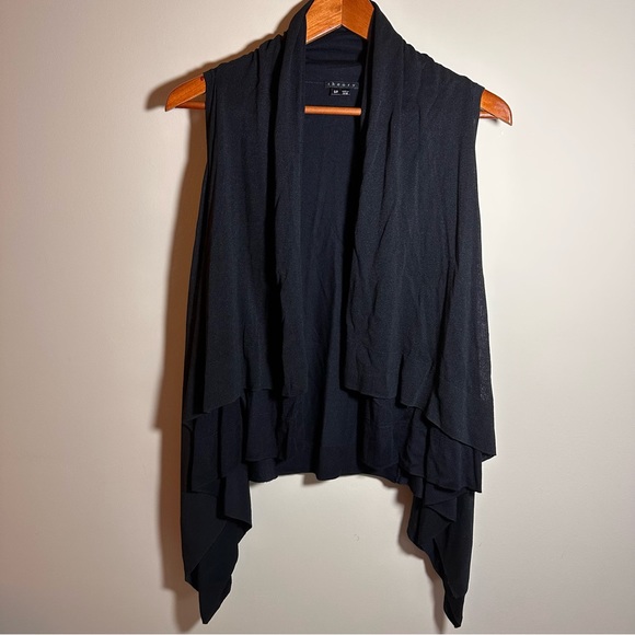 Theory Tops - Theory Black Double Layered Cascading Ruffle Vest